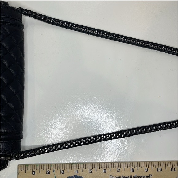 ZARA Quilted Leather W/Crossbody Chain Strap Black Chic City Bag RARE - Picture 6 of 16